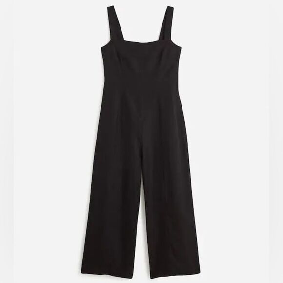 Madewell NWT Squareneck Wide-Leg Jumpsuit in 100% Linen Size 12 in Jet Black - Picture 6 of 9